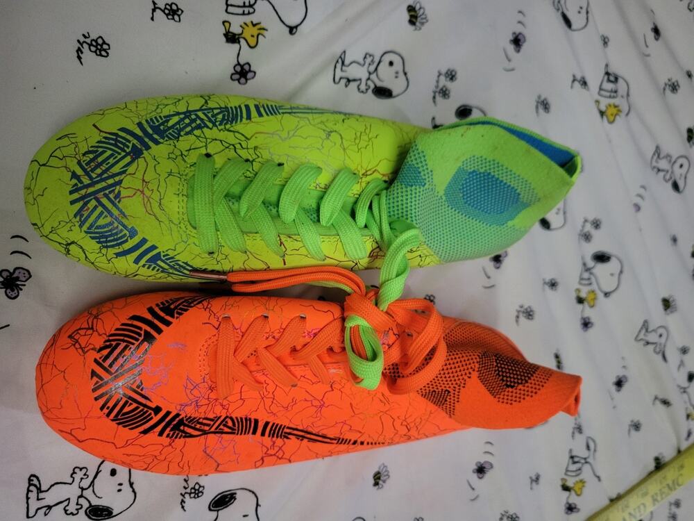Women's Men's FG Cleats Soccer Shoes 40 UK Orange Green